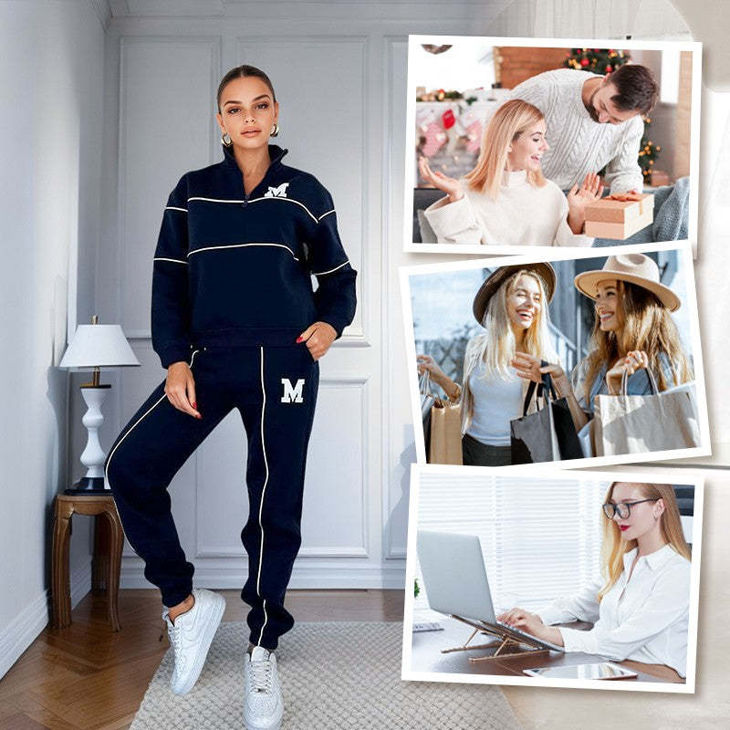 Women's 2-Piece Loungewear Set – Baggy Pullover Sweatshirt & Sweatpants with Pockets