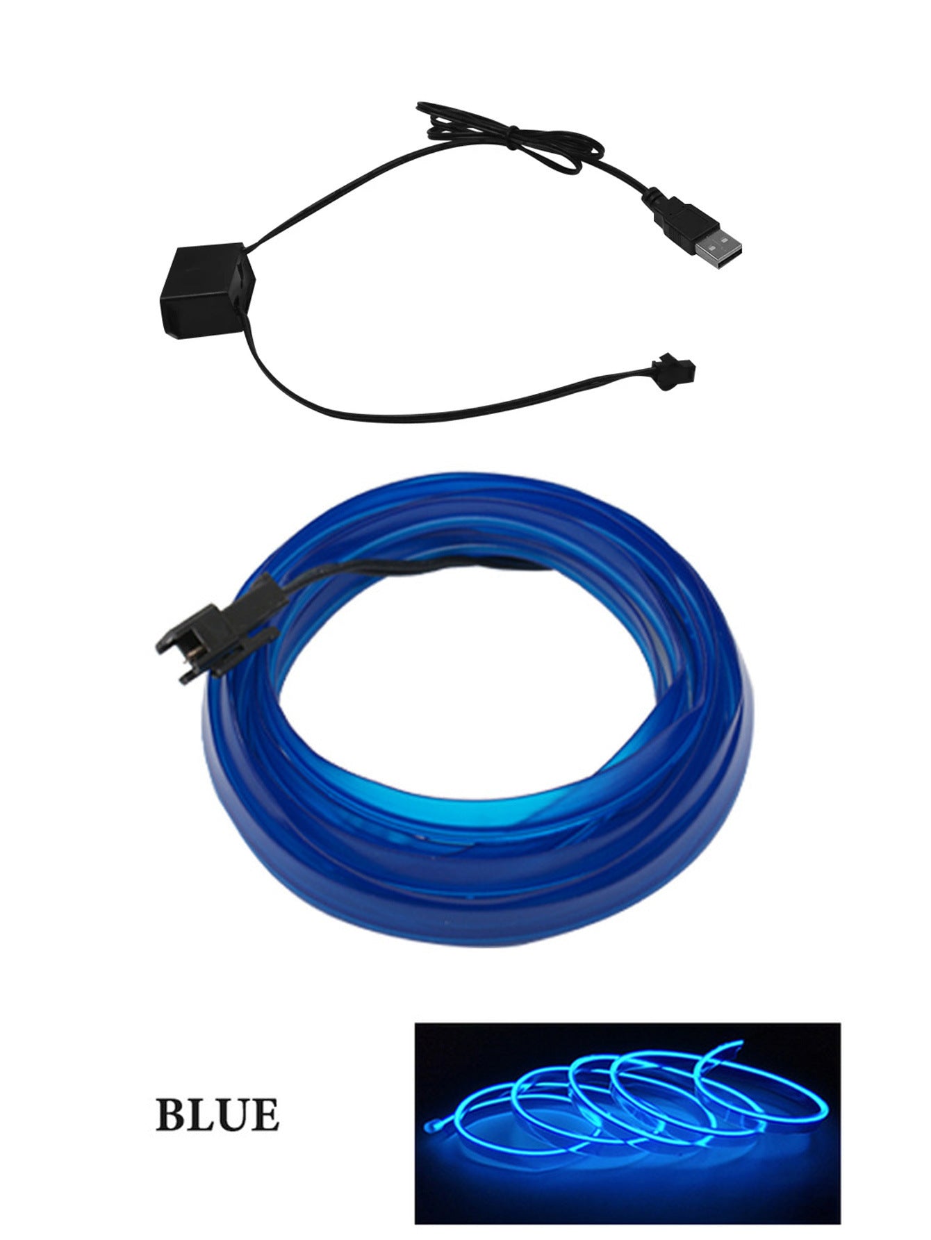 USB Car LED Ambient Light Strip – Interior Cold Light Accent for Dashboard & Door Trim