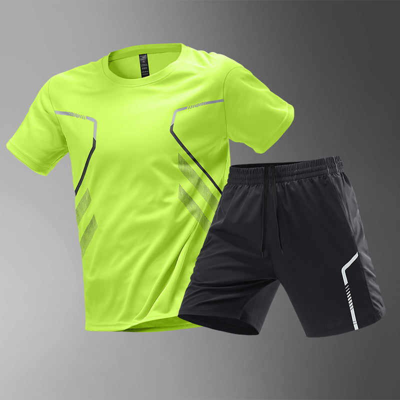Men’s Quick-Dry Sports T-Shirt – Breathable Color Block Active Tee for Running & Workouts