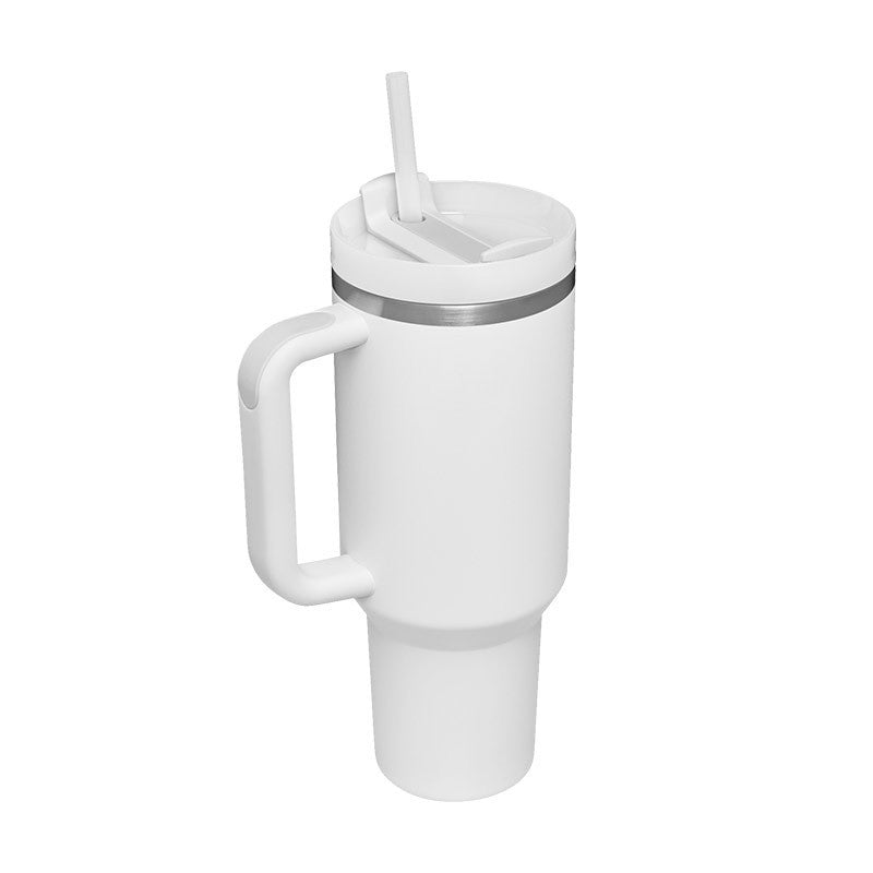 40oz Insulated Tumbler with Handle & Straw – Stainless Steel Spill-Proof Travel Mug with Lid, Vacuum Coffee Cup for Car, Gym, or Office.