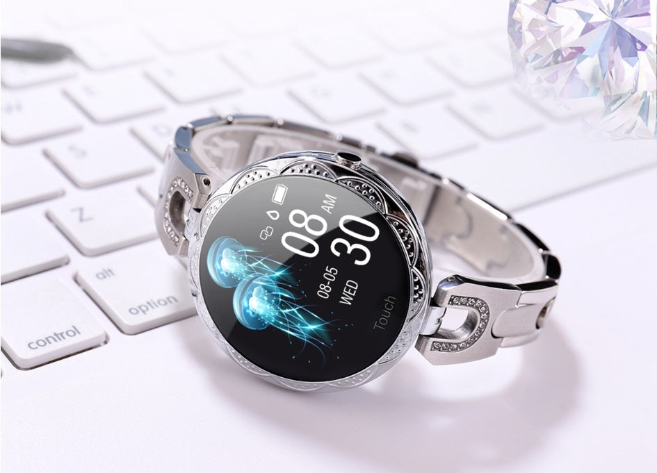 Women's Waterproof Smartwatch – Fashionable Fitness Tracker with Heart Rate Monitor & Sports Modes