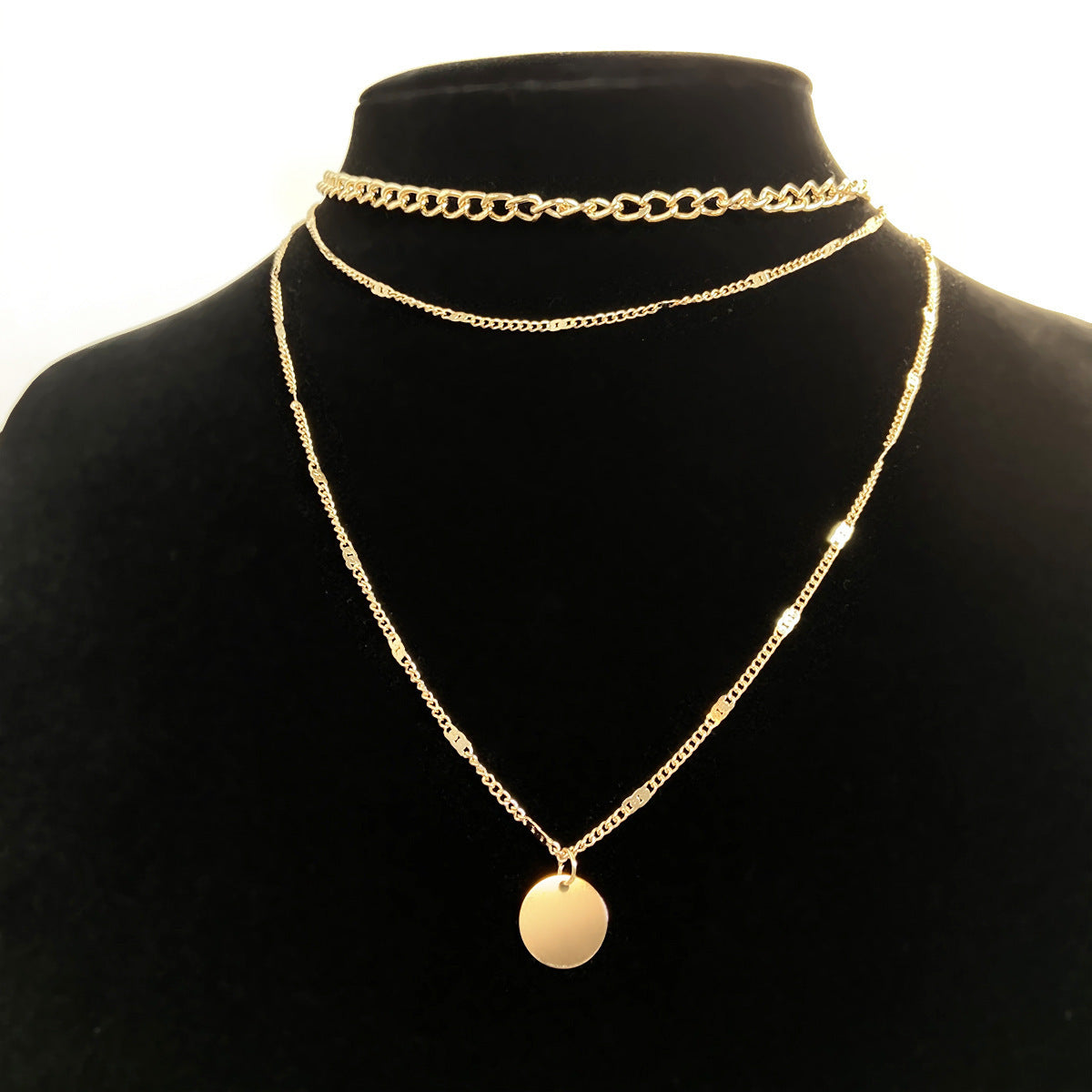 Women's Multilayer Disc Pendant Necklace – Trendy Clavicle Chain Jewelry for Everyday Fashion