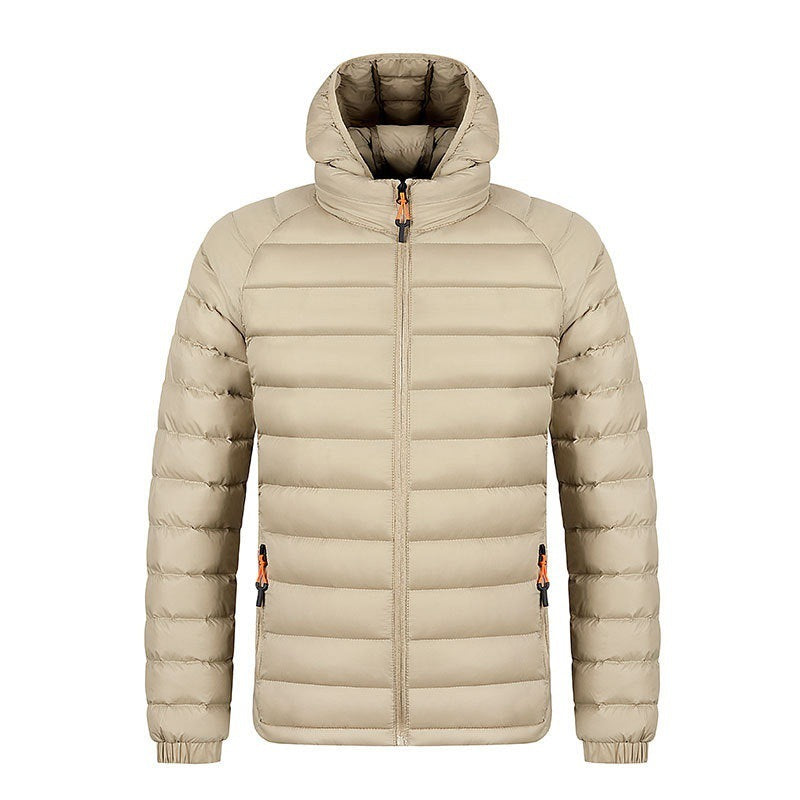 Men’s Lightweight Hooded Winter Jacket – Warm Zipper Coat with Pockets & Portable Design