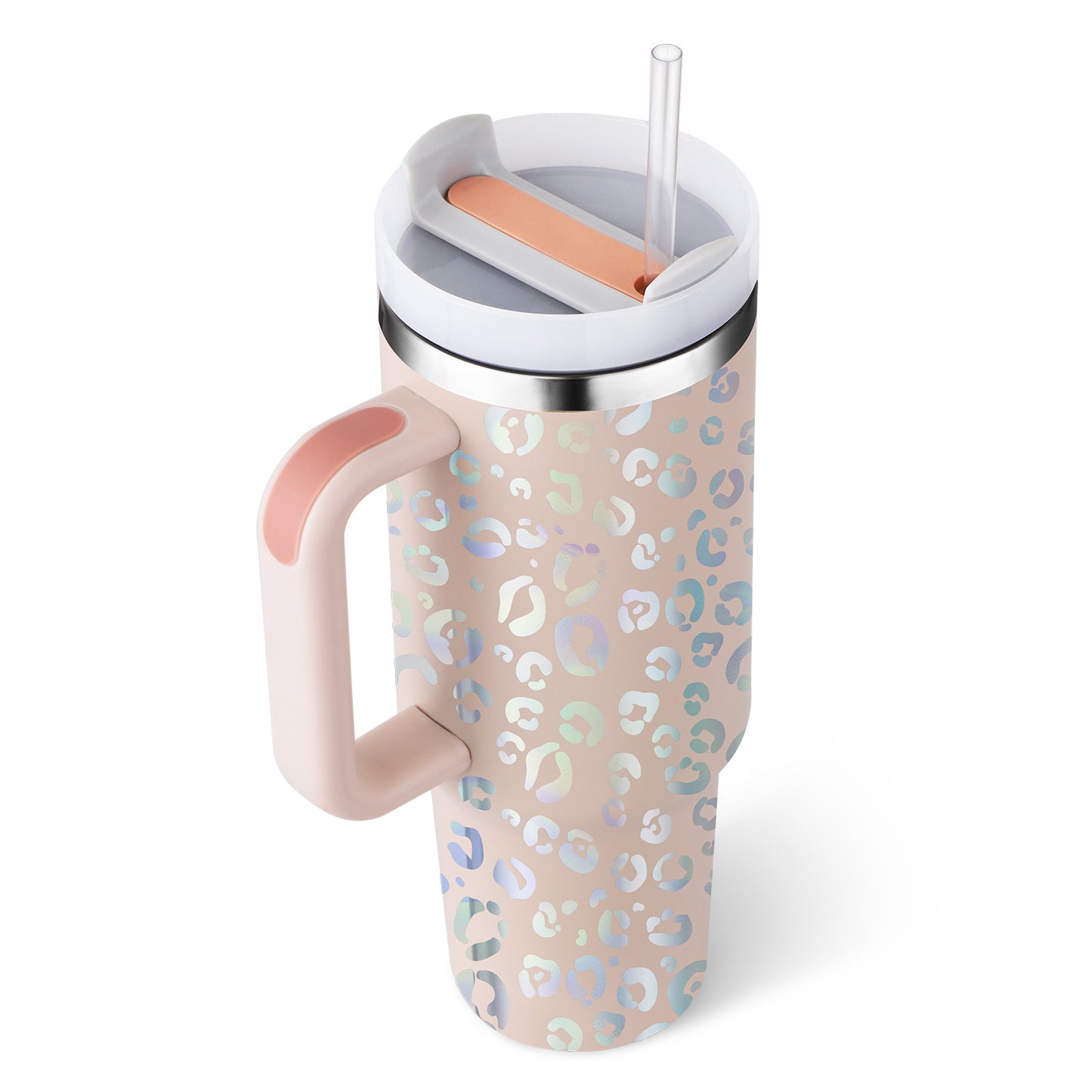 40oz Insulated Tumbler with Handle & Straw – Stainless Steel Spill-Proof Travel Mug with Lid, Vacuum Coffee Cup for Car, Gym, or Office.