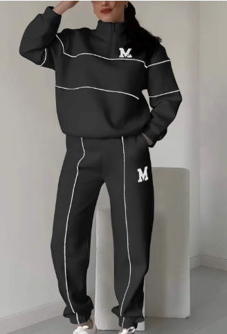 Women's 2-Piece Loungewear Set – Baggy Pullover Sweatshirt & Sweatpants with Pockets