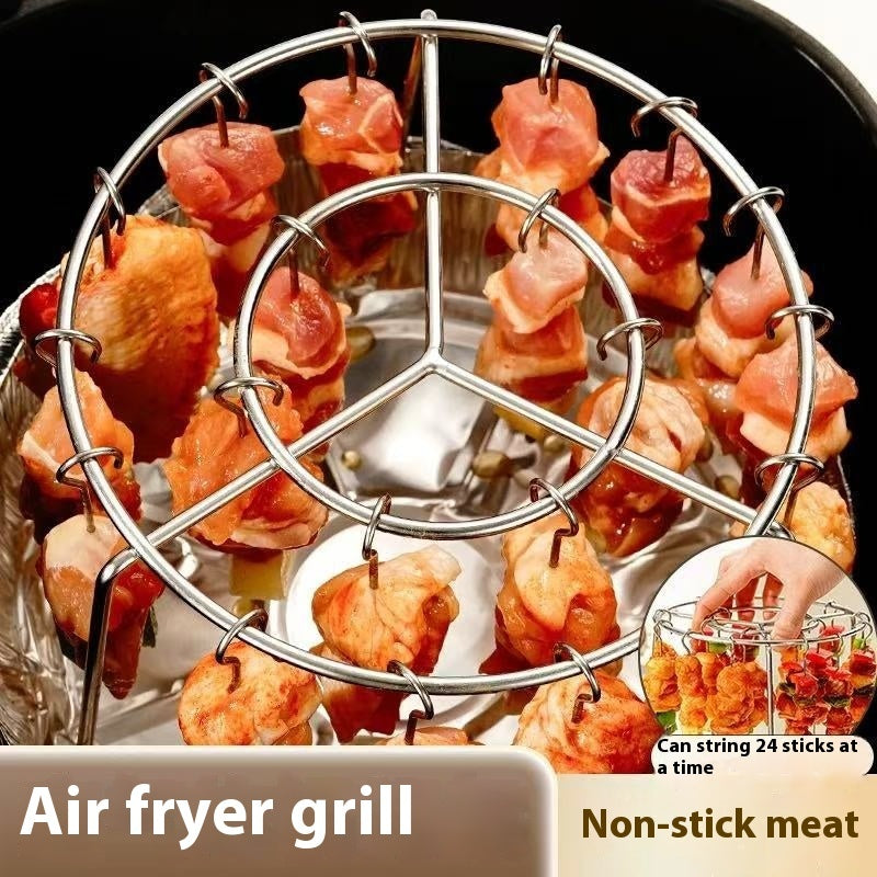 Universal Stainless Steel Vertical Grill Rack – Air Fryer Accessory for Skewers, Meat & Veggies