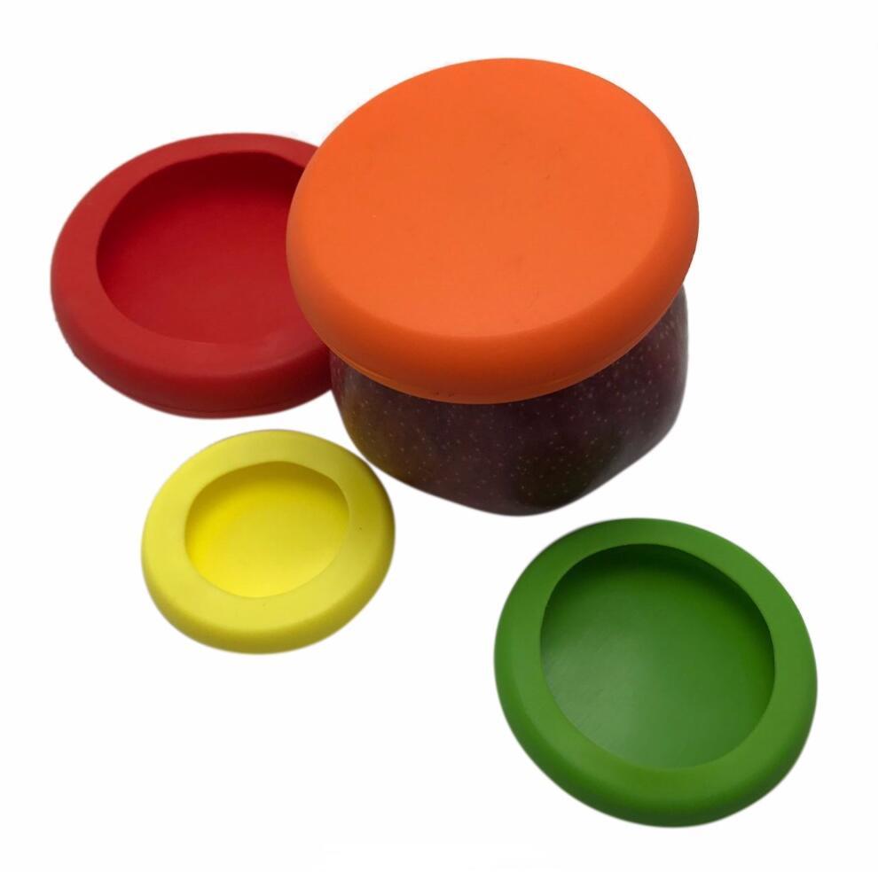 4-Piece Silicone Food Cover Set – Reusable Fruit & Vegetable Lids for Fresh Kitchen Storage