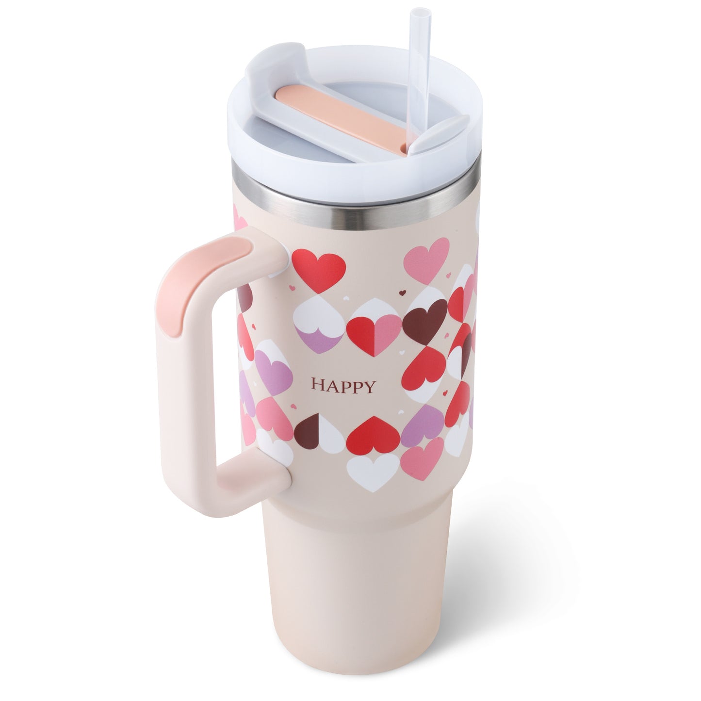 40oz Insulated Tumbler with Handle & Straw – Stainless Steel Spill-Proof Travel Mug with Lid, Vacuum Coffee Cup for Car, Gym, or Office.