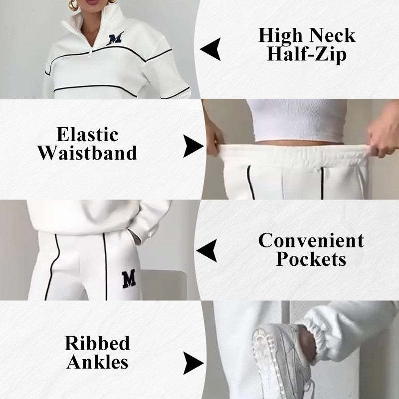 Women's 2-Piece Loungewear Set – Baggy Pullover Sweatshirt & Sweatpants with Pockets