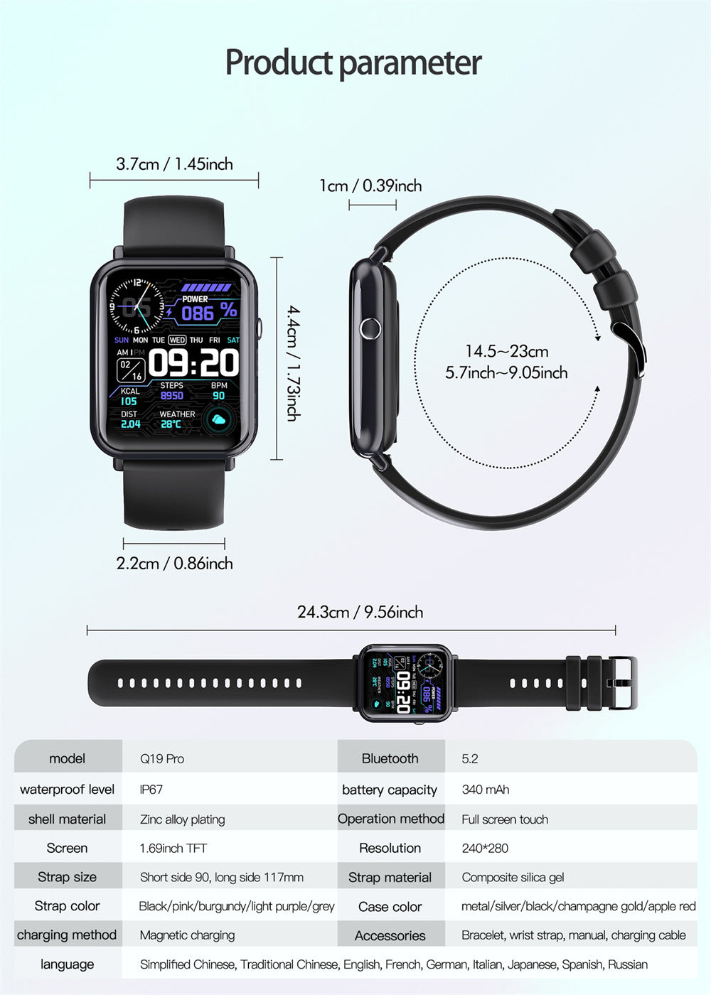 Smart Waterproof Watch – Fitness Tracker with Heart Rate Monitor & IP68 Rating