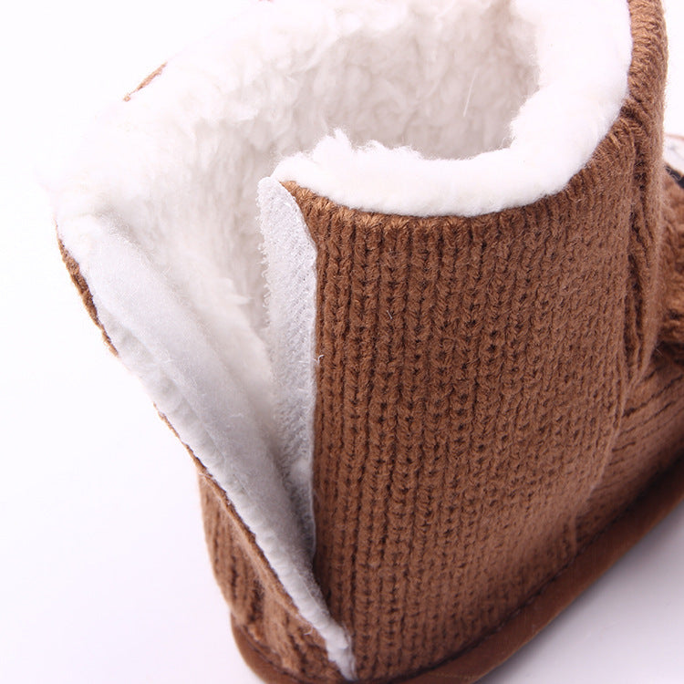 Baby Bear Knit Booties – Autumn/Winter Plush Toddler Shoes for Boys & Girls