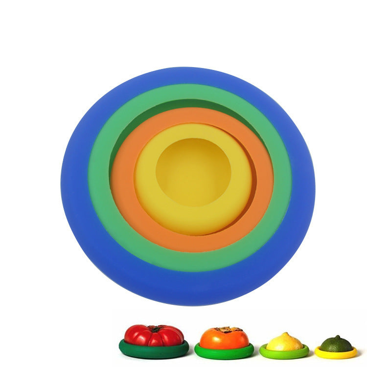4-Piece Silicone Food Cover Set – Reusable Fruit & Vegetable Lids for Fresh Kitchen Storage
