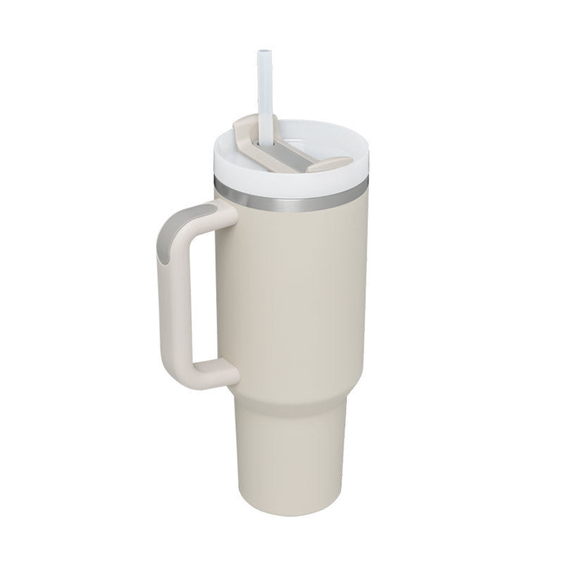 40oz Insulated Tumbler with Handle & Straw – Stainless Steel Spill-Proof Travel Mug with Lid, Vacuum Coffee Cup for Car, Gym, or Office.