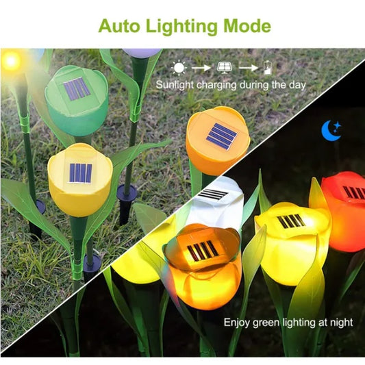 6-Pack Solar Powered Tulip Garden Lights – Waterproof LED Flower Landscape Decor for Yard, Pathway & Patio