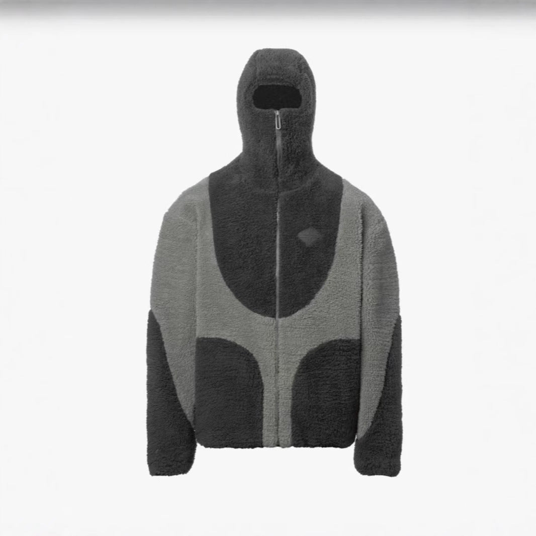 Men's Hooded Lamb Wool Zipper Coat – Casual Patchwork Fleece Sweatshirt Jacket