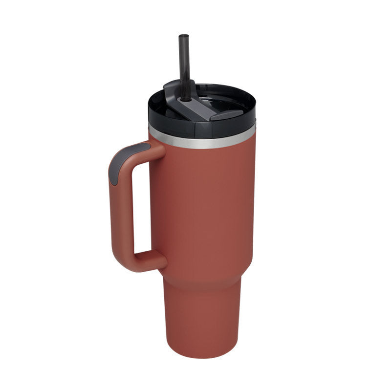 40oz Insulated Tumbler with Handle & Straw – Stainless Steel Spill-Proof Travel Mug with Lid, Vacuum Coffee Cup for Car, Gym, or Office.