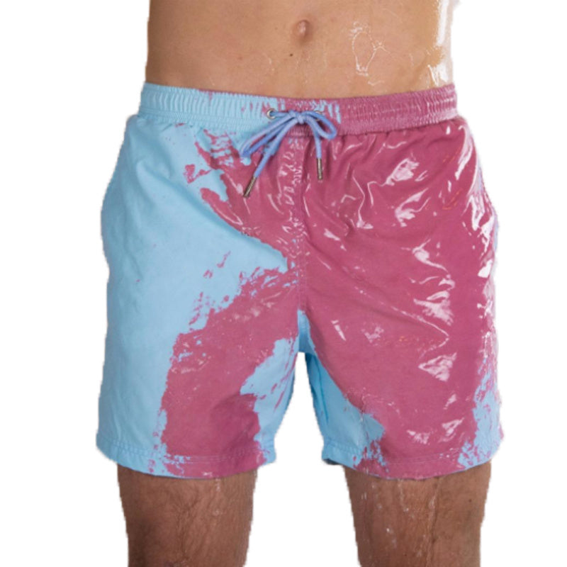 Men’s Color-Changing Swim Trunks – Quick-Dry Summer Beach Shorts with Magic Heat Reactive Fabric