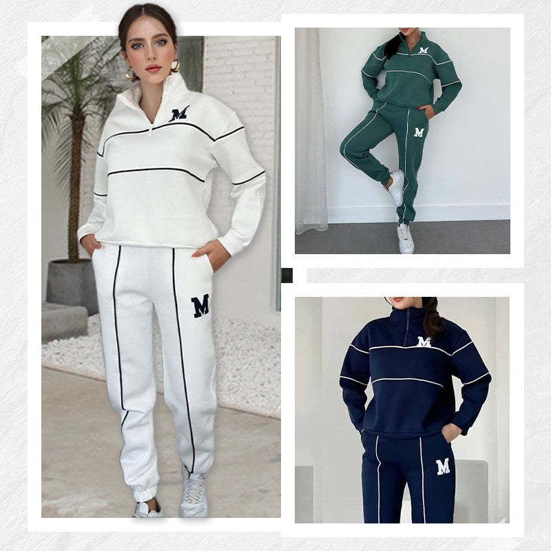 Women's 2-Piece Loungewear Set – Baggy Pullover Sweatshirt & Sweatpants with Pockets