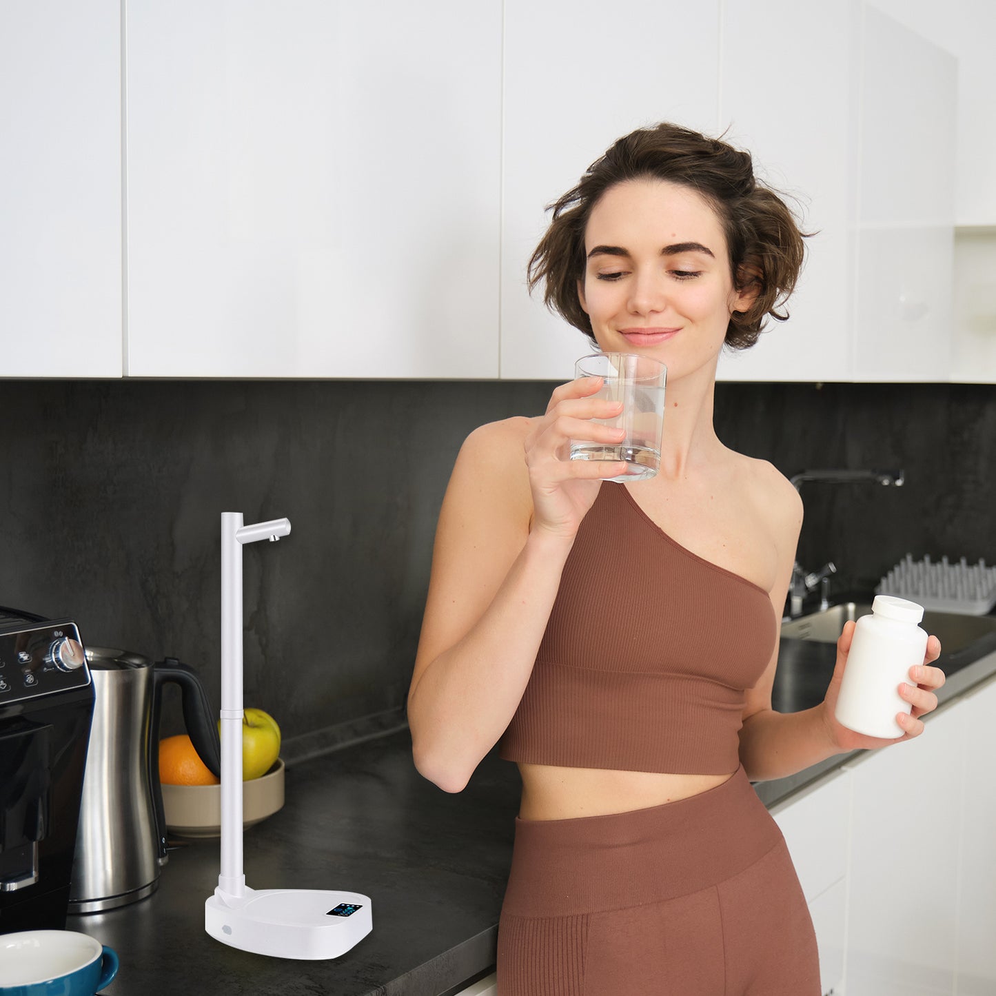 Rechargeable Automatic Water Dispenser with Stand – Desktop Electric Pump with Extension Tube for Bottled Water