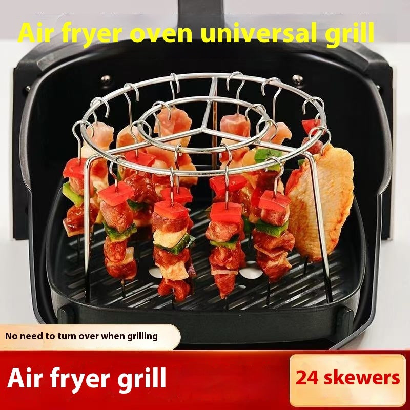 Universal Stainless Steel Vertical Grill Rack – Air Fryer Accessory for Skewers, Meat & Veggies