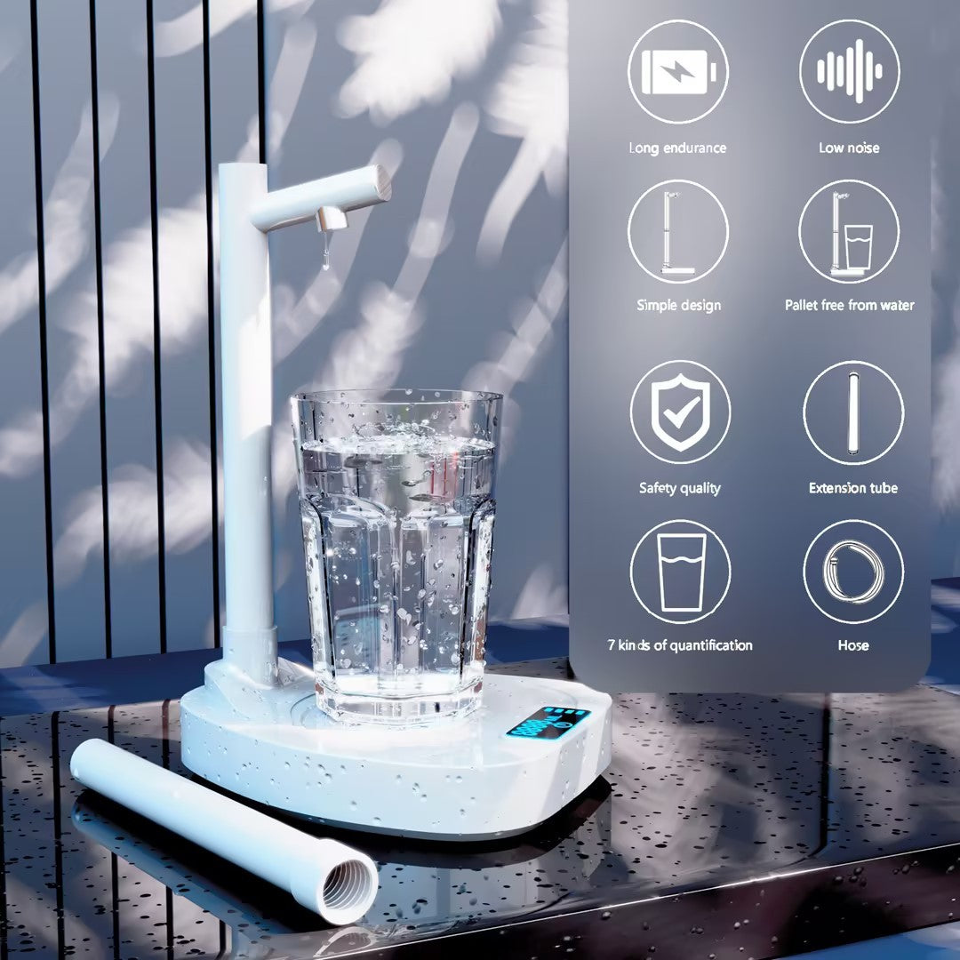 Rechargeable Automatic Water Dispenser with Stand – Desktop Electric Pump with Extension Tube for Bottled Water