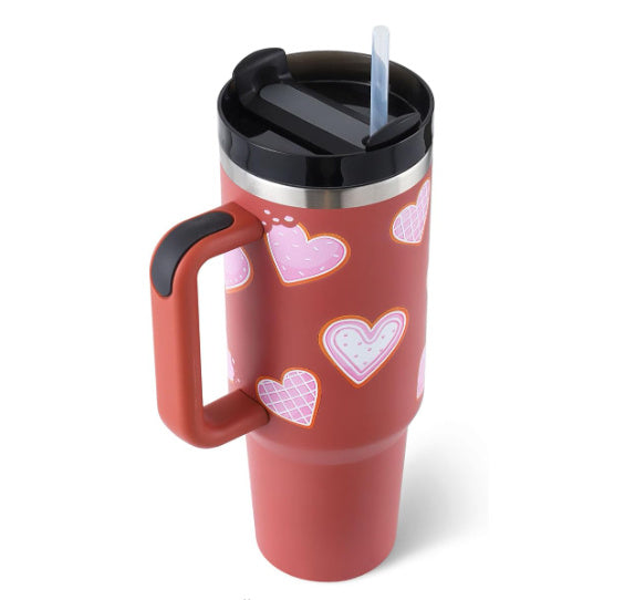40oz Insulated Tumbler with Handle & Straw – Stainless Steel Spill-Proof Travel Mug with Lid, Vacuum Coffee Cup for Car, Gym, or Office.