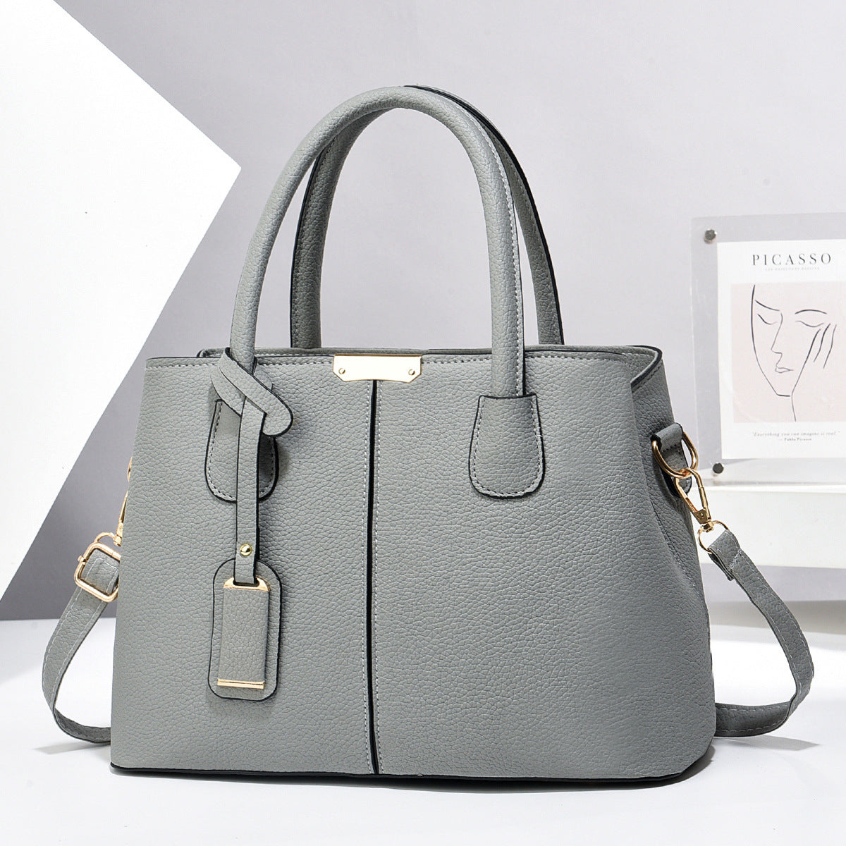 Women's PU Leather Handbag – Large-Capacity Square Tote & Crossbody Shoulder Bag
