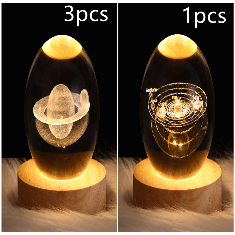 3D Galaxy Crystal Ball Night Light – LED Planet & Moon Table Lamp for Bedroom, Kids Room & Party Decor