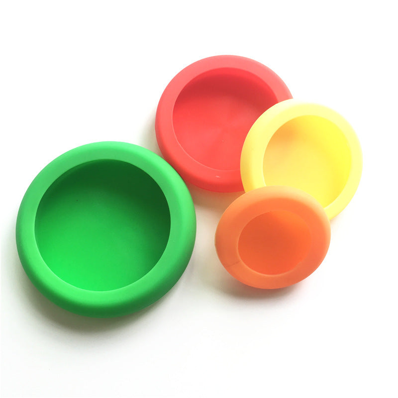 4-Piece Silicone Food Cover Set – Reusable Fruit & Vegetable Lids for Fresh Kitchen Storage