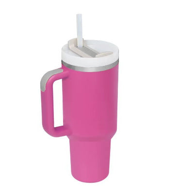 40oz Insulated Tumbler with Handle & Straw – Stainless Steel Spill-Proof Travel Mug with Lid, Vacuum Coffee Cup for Car, Gym, or Office.