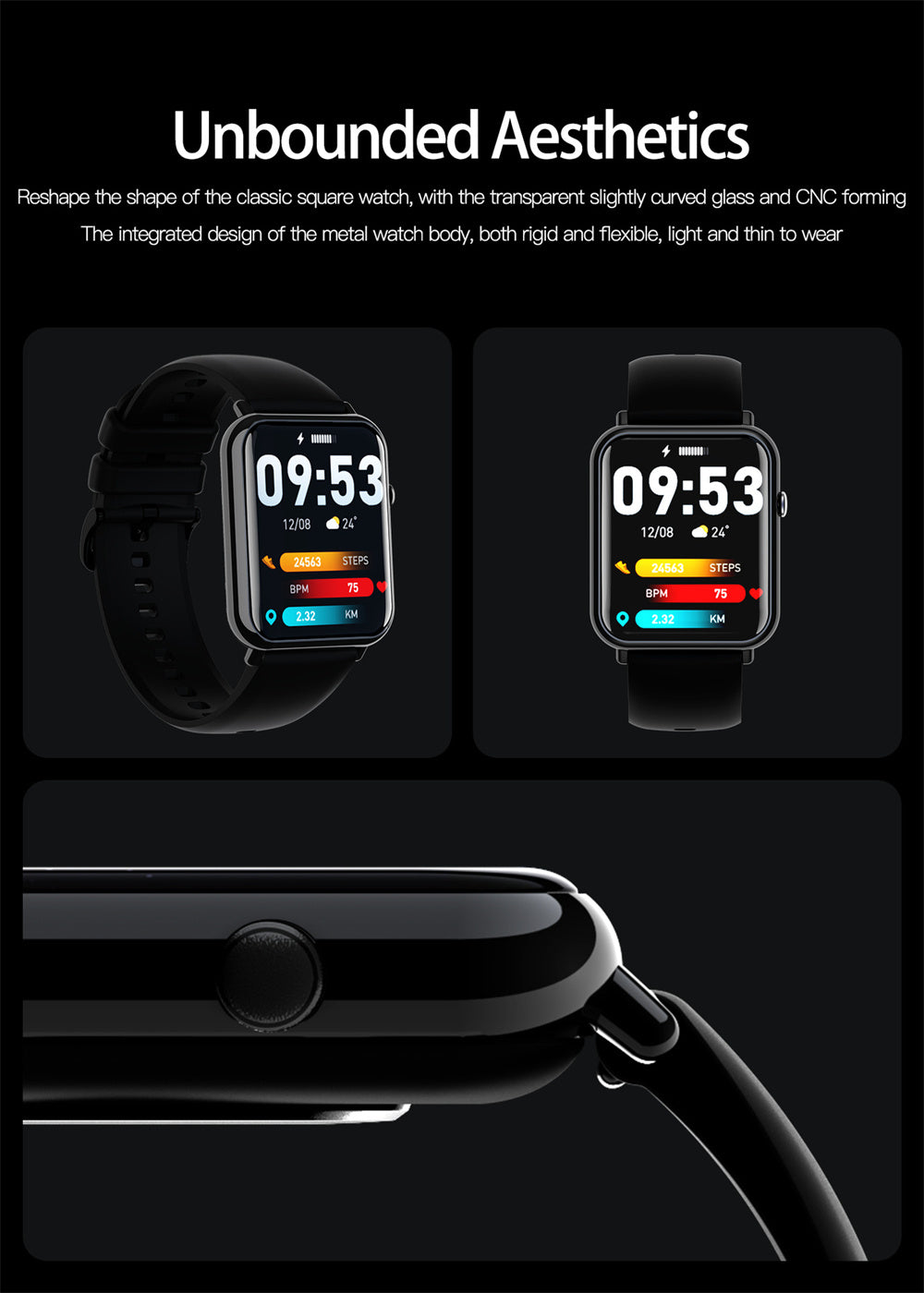 Smart Waterproof Watch – Fitness Tracker with Heart Rate Monitor & IP68 Rating