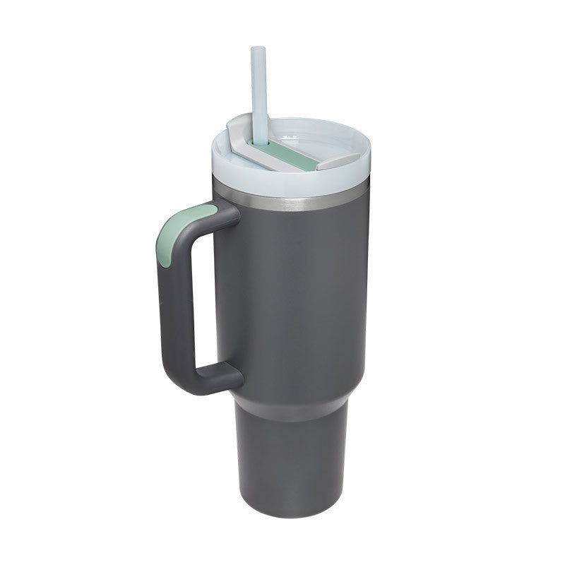 40oz Insulated Tumbler with Handle & Straw – Stainless Steel Spill-Proof Travel Mug with Lid, Vacuum Coffee Cup for Car, Gym, or Office.