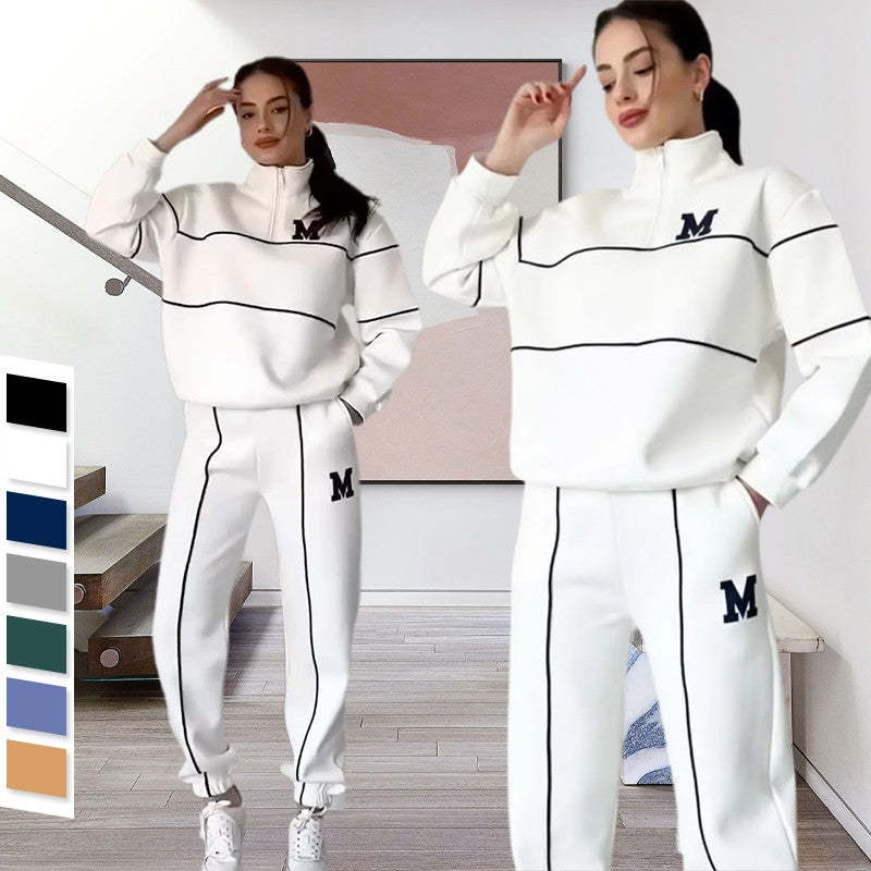 Women's 2-Piece Loungewear Set – Baggy Pullover Sweatshirt & Sweatpants with Pockets