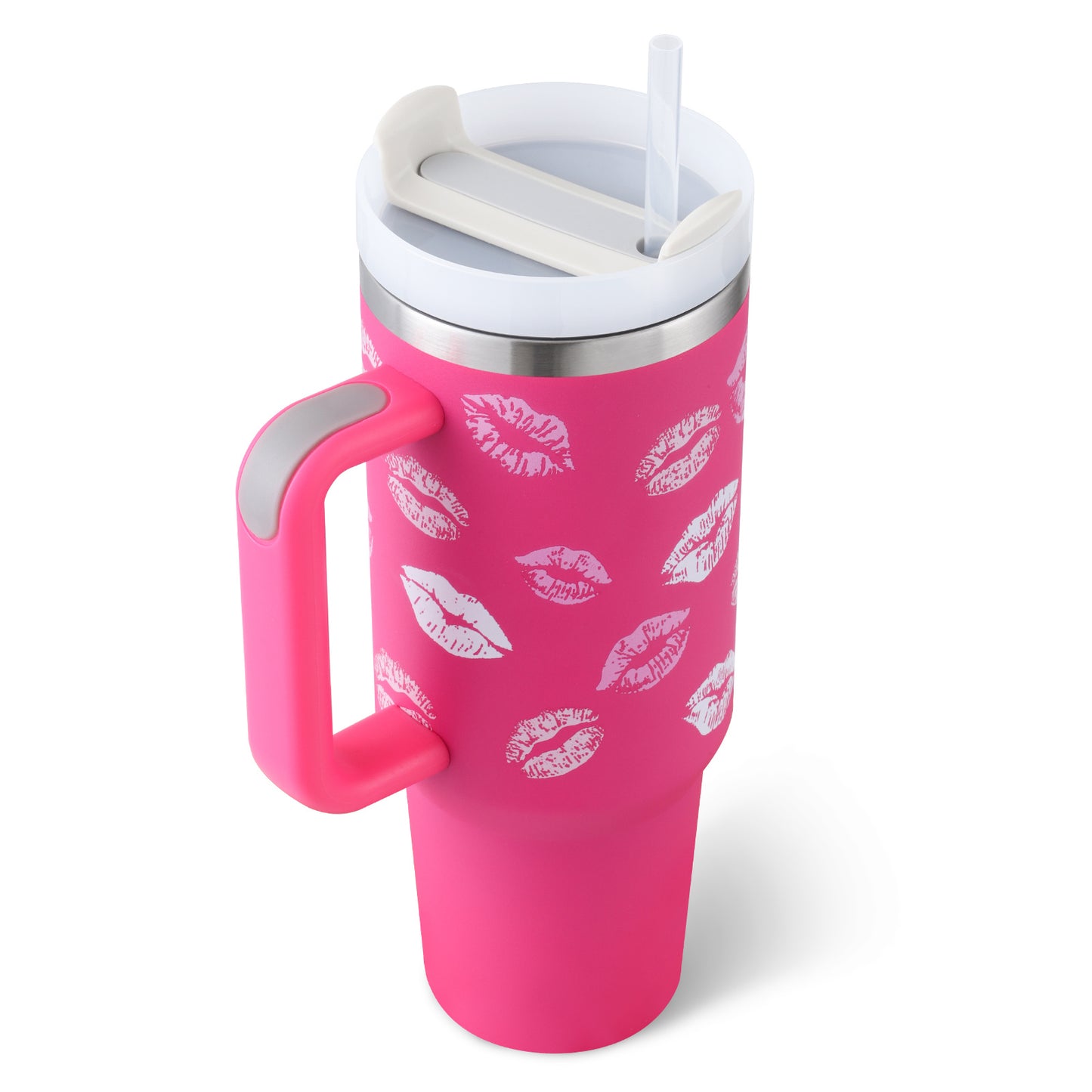 40oz Insulated Tumbler with Handle & Straw – Stainless Steel Spill-Proof Travel Mug with Lid, Vacuum Coffee Cup for Car, Gym, or Office.