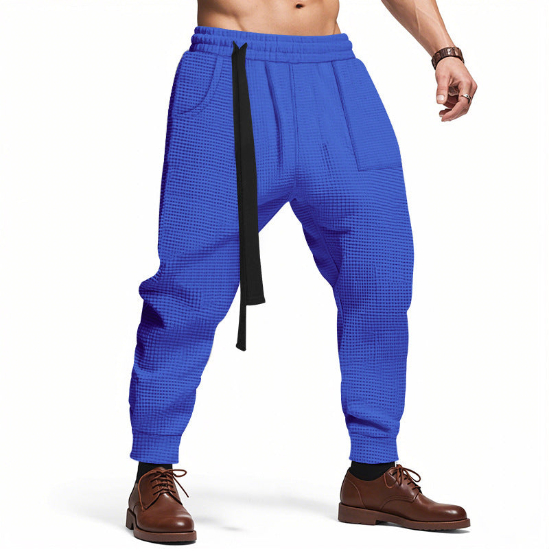 Men’s Casual Waffle Jogger Pants – Solid Hip Hop Streetwear Track Trousers, Harajuku Fashion