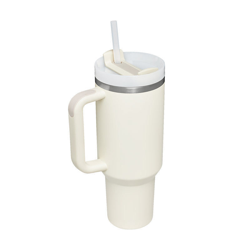 40oz Insulated Tumbler with Handle & Straw – Stainless Steel Spill-Proof Travel Mug with Lid, Vacuum Coffee Cup for Car, Gym, or Office.