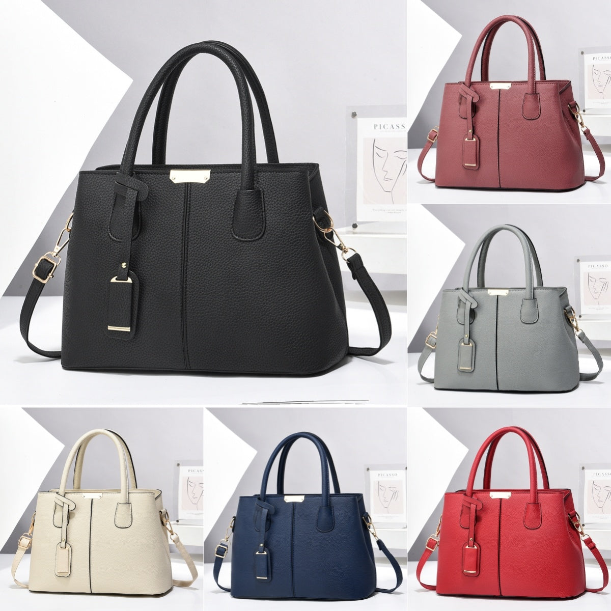 Women's PU Leather Handbag – Large-Capacity Square Tote & Crossbody Shoulder Bag