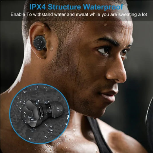 In-Ear Stereo Bluetooth Earbuds – IP44 Waterproof Wireless Headphones with Noise Reduction & Mic