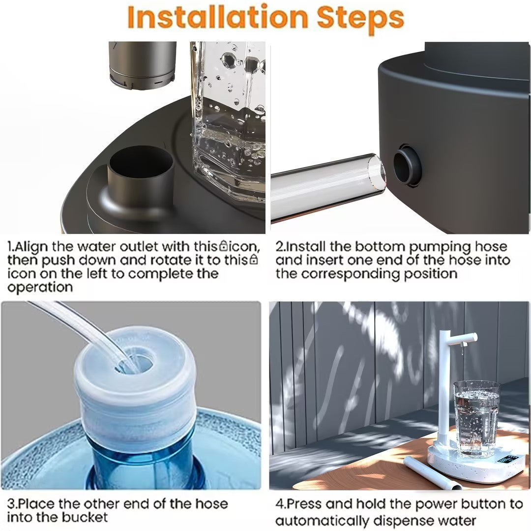 Rechargeable Automatic Water Dispenser with Stand – Desktop Electric Pump with Extension Tube for Bottled Water
