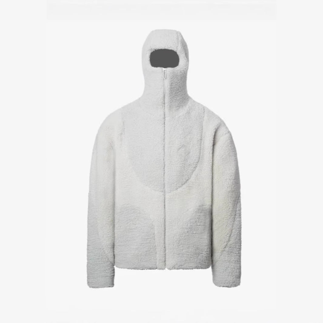 Men's Hooded Lamb Wool Zipper Coat – Casual Patchwork Fleece Sweatshirt Jacket