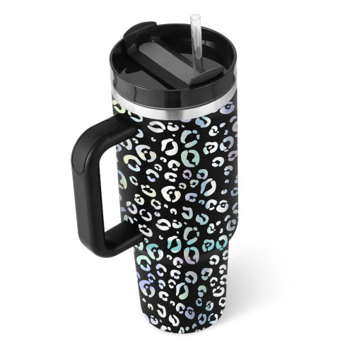 40oz Insulated Tumbler with Handle & Straw – Stainless Steel Spill-Proof Travel Mug with Lid, Vacuum Coffee Cup for Car, Gym, or Office.