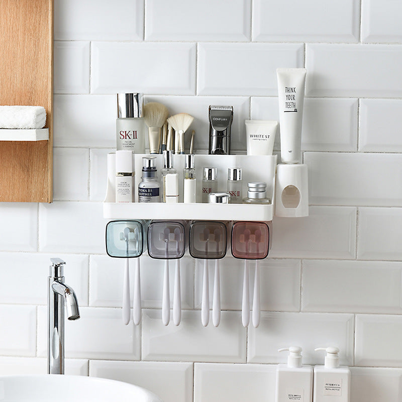 Wall-Mounted Automatic Toothpaste Dispenser with Magnetic Cups