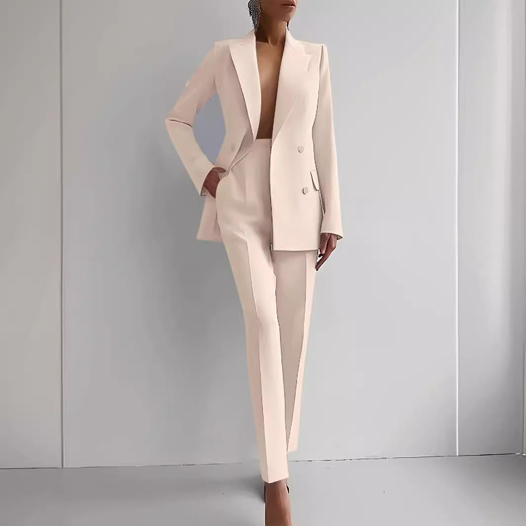 Women's Fashion Business Suit – Long Sleeve Blazer & Slim Fit Trousers Set