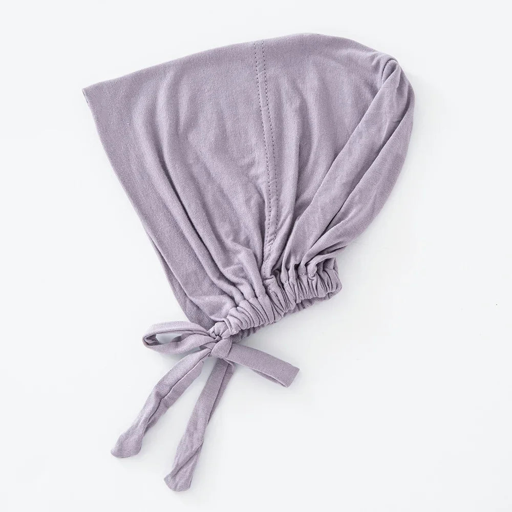 Women's Cotton Jersey Hijab Undercap - Tie Back Inner Cap with 82 Color Options