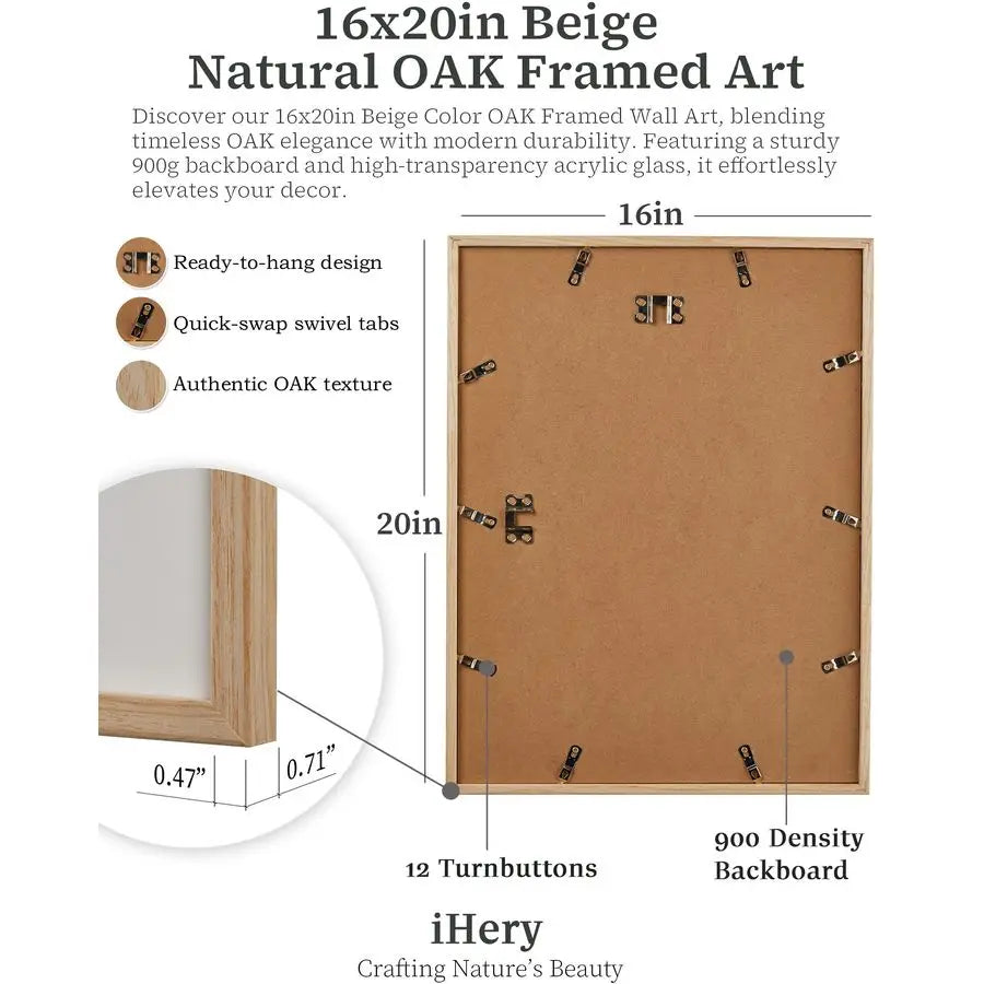 Kaaba Mecca Wall Art - Oak Wood Framed Canvas 16x20