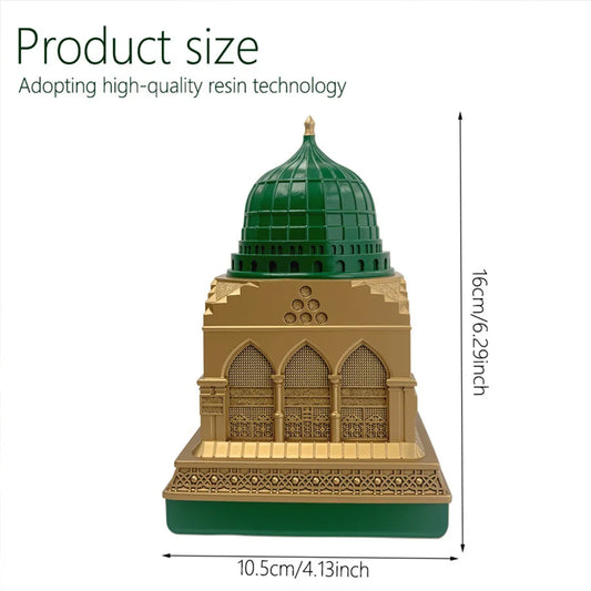 Green & Gold Mosque Replica - Islamic Home Decor