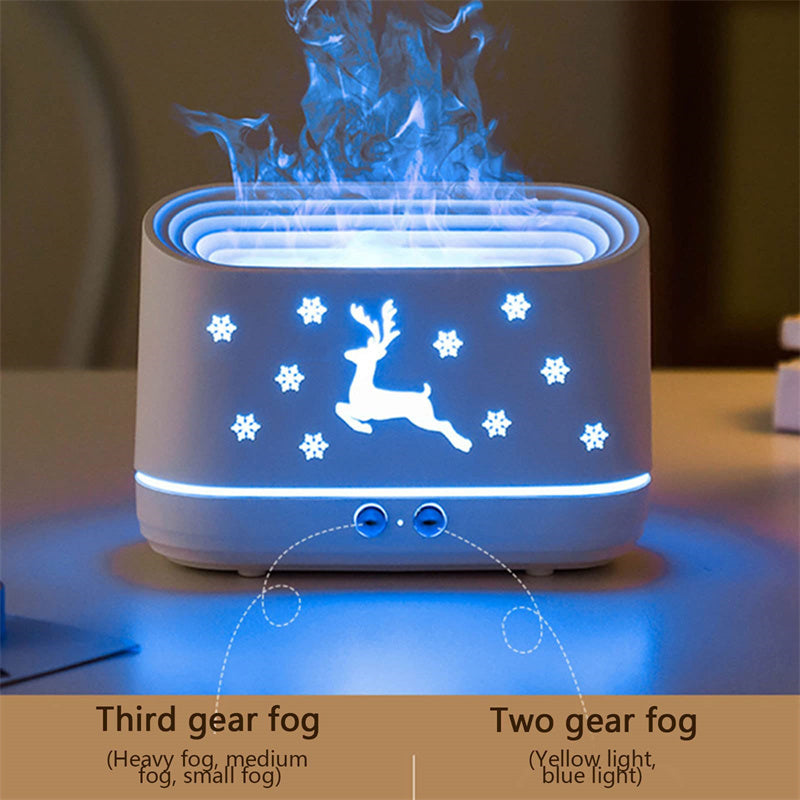 Elk Flame Humidifier Diffuser – Silent Aroma Mist Maker & Ambient LED Lamp for Home Decor