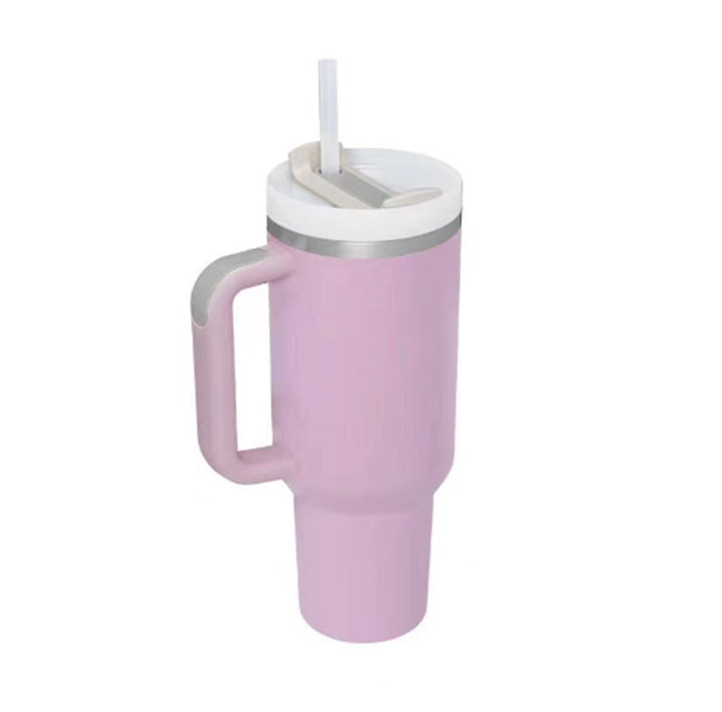 40oz Insulated Tumbler with Handle & Straw – Stainless Steel Spill-Proof Travel Mug with Lid, Vacuum Coffee Cup for Car, Gym, or Office.