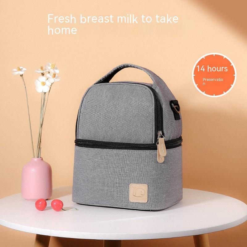 Double-Layer Insulated Breast Milk Storage Bag – Fashionable Thermal Mummy Bag with Thick Ice Pack for Nursing Moms