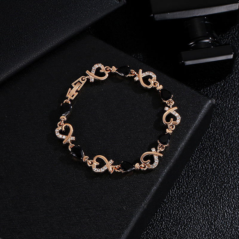Hollow Heart Love Bracelet – Fashion Rhinestone Bangle with Romantic Charm